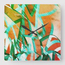 素朴な赤みがかったオストライプレンジの上の青またはシアンの色