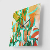 素朴な赤みがかったオストライプレンジの上の青またはシアンの色 スクエア壁時計 (傾斜)