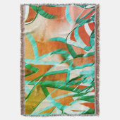 素朴な赤みがかったオストライプレンジの上の青またはシアンの色 スローブランケット (正面縦)