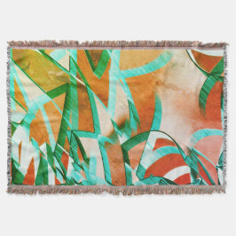 素朴な赤みがかったオストライプレンジの上の青またはシアンの色 スローブランケット