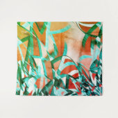 素朴な赤みがかったオストライプレンジの上の青またはシアンの色 タペストリー (正面(横))