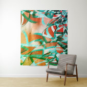 素朴な赤みがかったオストライプレンジの上の青またはシアンの色 タペストリー (インサイチュ)