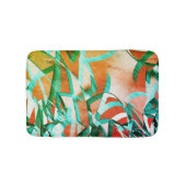 素朴な赤みがかったオストライプレンジの上の青またはシアンの色 バスマット (正面)