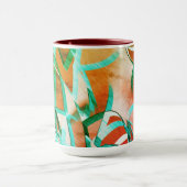 素朴な赤みがかったオストライプレンジの上の青またはシアンの色 マグカップ (中央)