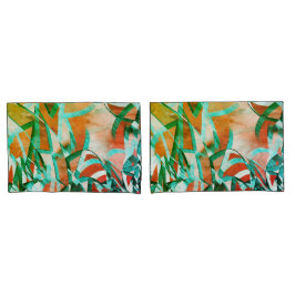 素朴な赤みがかったオストライプレンジの上の青またはシアンの色 枕カバー