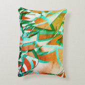 素朴な赤みがかったオレンジに青またはシアンの縞模様 アクセントクッション (裏面(縦))