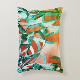 素朴な赤みがかったオレンジに青またはシアンの縞模様 アクセントクッション