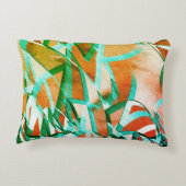 素朴な赤みがかったオレンジに青またはシアンの縞模様 アクセントクッション (裏面)