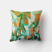 素朴な赤みがかったオレンジに青またはシアンの縞模様 クッション (裏面)