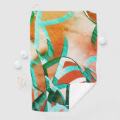 素朴な赤みがかったオレンジに青またはシアンの縞模様 ゴルフタオル (インサイチュ)