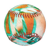 素朴な赤みがかったオレンジに青またはシアンの縞模様 野球ボール (裏面)