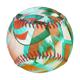 素朴な赤みがかったオレンジに青またはシアンの縞模様 野球ボール