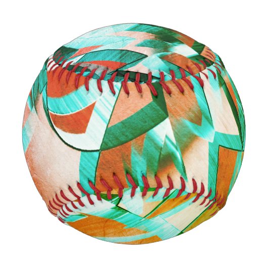 素朴な赤みがかったオレンジに青またはシアンの縞模様 野球ボール (正面)