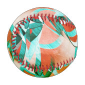 素朴な赤みがかったオレンジに青またはシアンの縞模様 野球ボール (正面左)