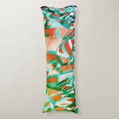 素朴な赤みがかったオレンジの上にシアンまたは青の縞模様 ボディピロー (正面縦)