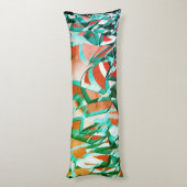 素朴な赤みがかったオレンジの上にシアンまたは青の縞模様 ボディピロー (裏面 (縦))