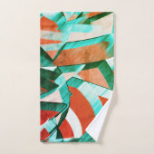 素朴な赤みがかったオレンジ色の上に青またはシアンのストリーク バスタオルセット (ハンドタオル)