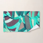 素朴な赤みがかったオレンジ色の上に青またはシアンのストリーク バスタオルセット (ハンドタオル)