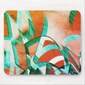 素朴な赤みがかったオレンジ色の上に青またはシアンのストリーク マウスパッド (正面)