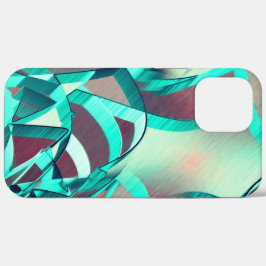 素朴な赤みがかったオレンジ色の上に青またはシアンのストリーク iPhone 12 PRO MAX ケース