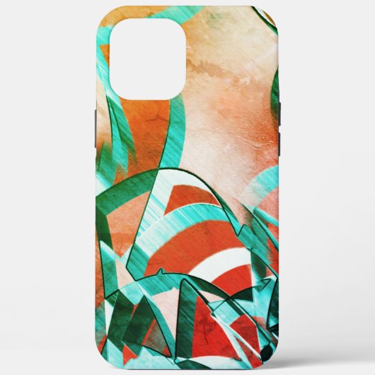 素朴な赤みがかったオレンジ色の上に青またはシアンのストリーク Case-Mate iPhoneケース (裏面)