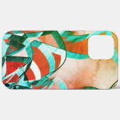 素朴な赤みがかったオレンジ色の上に青またはシアンのストリーク Case-Mate iPhoneケース (裏面 (横))