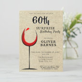 素朴な赤ワインサプライズ60歳誕生日パーティー 招待状 (スタンド正面)