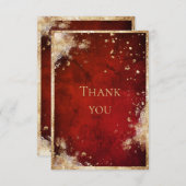 素朴な赤金色のフラットな感謝カード サンキューカード (正面/裏面)