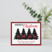 素朴な赤黒のバフアロープレイドの鹿と木 シーズンカード (スタンド正面)