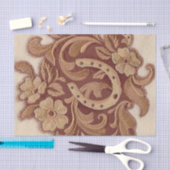 素朴な蹄鉄の女性のカーボーイの西欧諸国の花柄 薄葉紙 (クラフト)