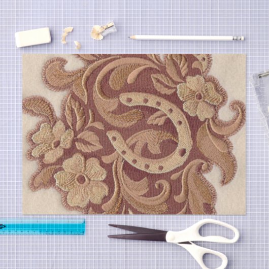 素朴な蹄鉄の女性のカーボーイの西欧諸国の花柄 薄葉紙 (クラフト)