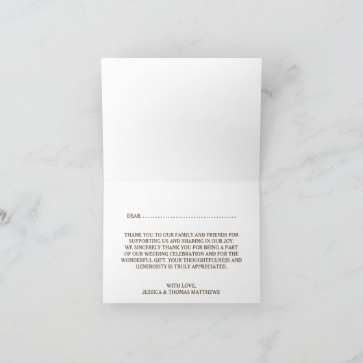 素朴な蹄鉄の結婚式のコレクション サンキューカード (内部)