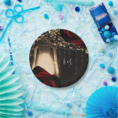 素朴な輝き ランタン ライト ダーク レッド ローズ ウェディング ペーパープレート (パーティー)