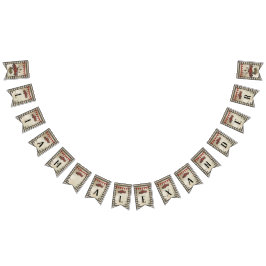 素朴な農場のヴィンテージの赤いトラックの男の子の子供部屋の名前 バンティングフラッグ