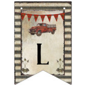 素朴な農場のヴィンテージの赤いトラックの男の子の子供部屋の名前 バンティングフラッグ (第2の旗)