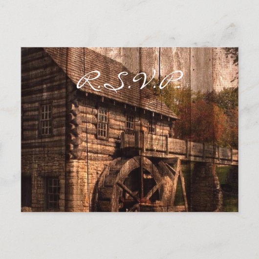 素朴な農場の古い納屋の田舎結婚工場 インビテーションポストカード (正面)