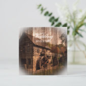 素朴な農場の古い納屋の田舎結婚工場 招待状 (スタンド正面)