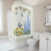 素朴な農場の家のヴィンテージの蝶トンボの芸術 シャワーカーテン (インサイチュ)