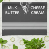 素朴な農場の新しい乳牛は及び縞で飾ります キッチンタオル (折り畳み)