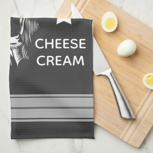 素朴な農場の新しい乳牛は及び縞で飾ります キッチンタオル (四つ折り)