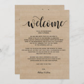 素朴な農場の結婚式の歓迎された、旅程カード プログラム (正面/裏面)