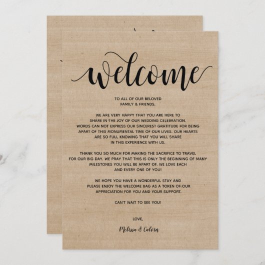 素朴な農場の結婚式の歓迎された、旅程カード プログラム (正面/裏面)