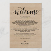 素朴な農場の結婚式の歓迎された、旅程カード プログラム (正面)