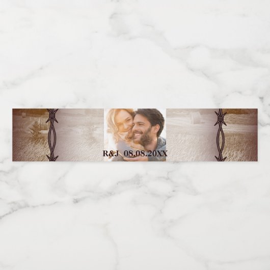 素朴な農場の西部の田舎の結婚納屋の写真 ペットボトルラベル (シングルラベル)