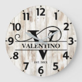 素朴な農場生活のモノグラム ラージ壁時計 (正面)