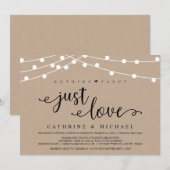 素朴な農家のストリングライト, クラフト紙の結婚式の挙式 招待状 (正面/裏面)