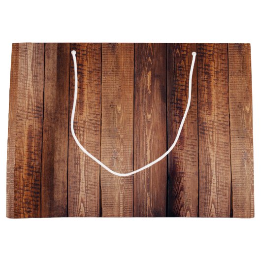 素朴な農家のブラウンの納屋木 ラージペーパーバッグ (正面)