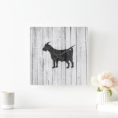 素朴な農家のヤギ木パネル スクエア壁時計 (ホーム)