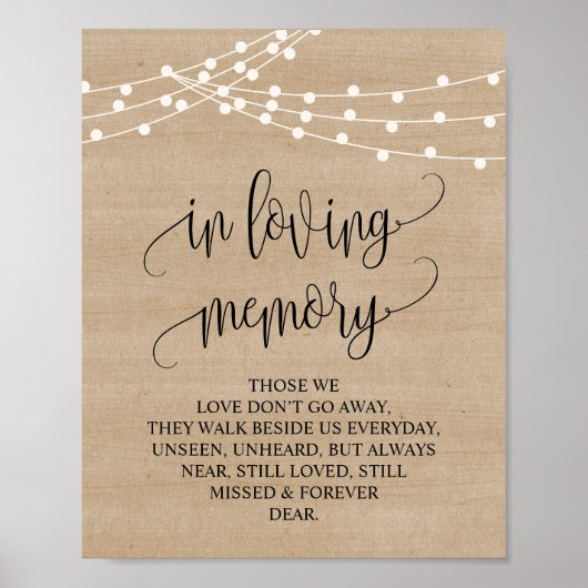 素朴な農家の愛する人の追悼プレート ポスター (正面)