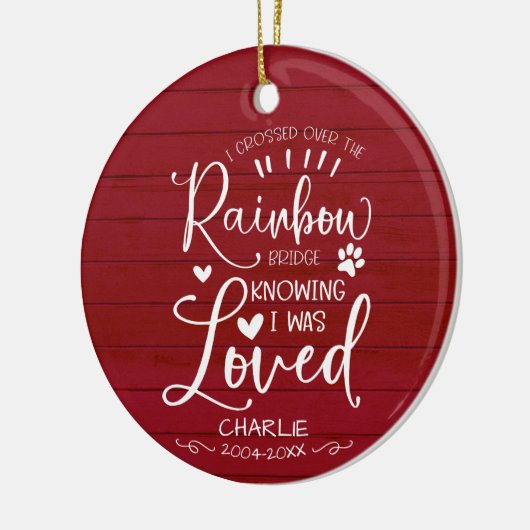 素朴な農家の猫または犬のペット追悼記念品 セラミックオーナメント (左)